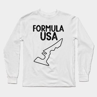 Formula USA Racing Circuit Car Map Grand Prix Race Long Sleeve T-Shirt